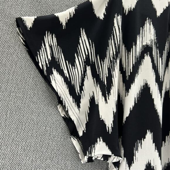 Vintage Agenda Black/White Geometric Print Elastic Waist‎ Blouse Made In USA M - Picture 6 of 7